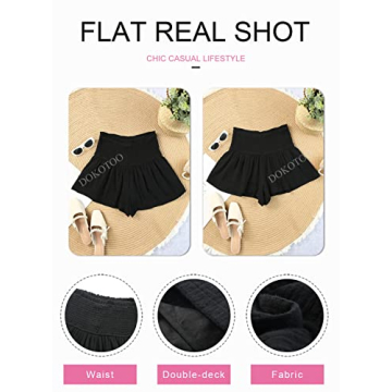 Dokotoo Womens Shorts High Waisted Flowy Casual Shorts Pleated Elastic Summer Spring 2024 Fashion Resort Wear Cute Shorts Vacation Beach Cruise Outfits for Women Black