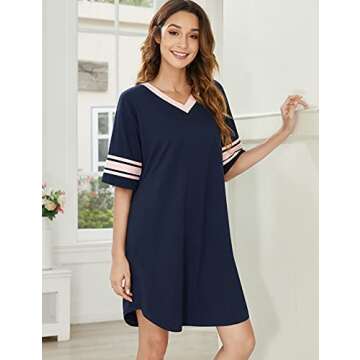 Ekouaer Womens Comfort Nightgown Short Sleeve sleepshirt
