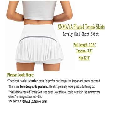 XNMAYA Pleated Tennis Skirt for Women with Pockets and Shorts