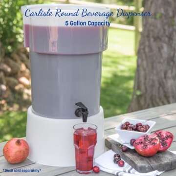 Carlisle FoodService Products Round Beverage Dispenser Drink Dispenser with Spigot for Catering, Pla...