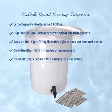 Carlisle 5 Gallon Beverage Dispenser with Drip-Free Spigot