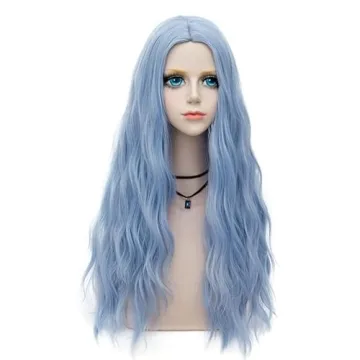 Light Blue Wigs for Women - Long Curly Wave Synthetic Wig for Every Occasion