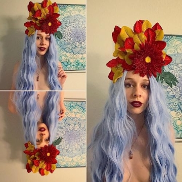 Light Blue Wigs for Women - Long Curly Synthetic Wig