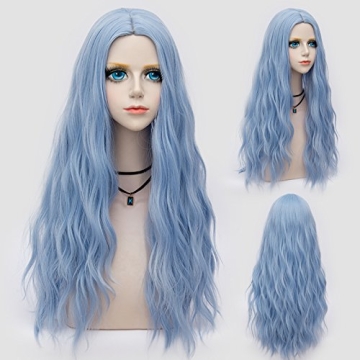 Light Blue Wigs for Women - Long Curly Synthetic Wig
