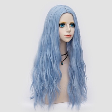 Light Blue Wigs for Women - Long Curly Synthetic Wig