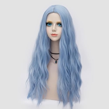 Light Blue Wigs for Women - Long Curly Synthetic Wig