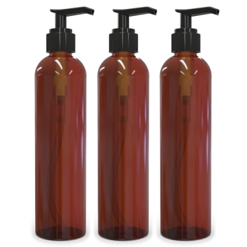 BRIGHTFROM 8 OZ Lotion Pump Bottles - BPA-Free, Refillable, 3-Pack, Amber