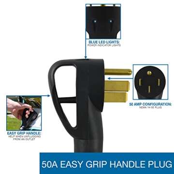 Conntek 15304 15-Feet 50-Amp RV Extension Cord with Ergo Grip and Power Light Indicator