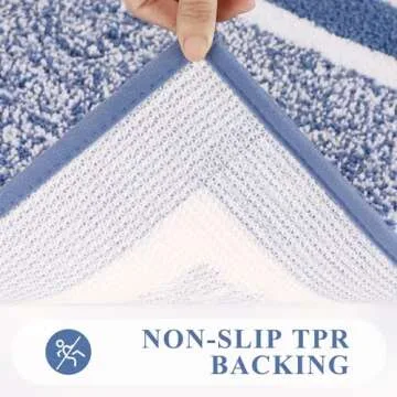 Pauwer 3 Pieces Bathroom Rugs Sets, Ultra Soft Non-Slip Mats, Microfiber Absorbent Bath Rugs with U-Shaped Toilet Rug for Bath Floor, Tub, Shower, Blue