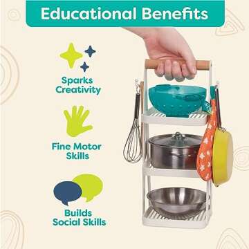 B. toys- Mini Chef - Pot & Pan Playset- Pretend Play Kitchen Accessories – Pot, Pan & Role-Play Cookware – Cooking Toys for Kids – Pretend Play Set – 3 Years + (9 Pcs)