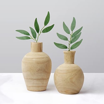 Warm Toast Designs - Wood Vase 2 Vase Set Farmhouse Vases for Decor - Boho Vase - Vases for Living R...