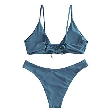 ZAFUL Women's Tie Back Padded Bikini Set for Summer Style