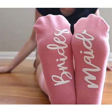WIFFGO Bridesmaid Gifts For Women Wedding Gifts Funny Proposal Gifts Bride Maid of honor Cute 100% Cotton Crew Socks…