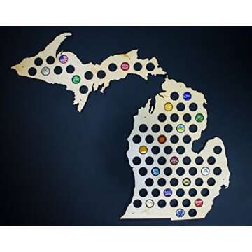 Michigan Beer Cap Map - Perfect Gift for Beer Lovers
