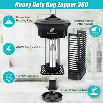 Homesuit Bug Zapper 15W - Eco-Friendly Indoor & Outdoor Pest Control