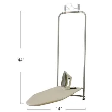Household Essentials 144222 Over The Door Small Ironing Board with Iron Holder, Natural Cotton Cover...