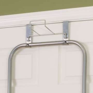 Household Essentials 144222 Over The Door Small Ironing Board with Iron Holder, Natural Cotton Cover Silver