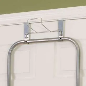 Household Essentials 144222 Over The Door Small Ironing Board with Iron Holder, Natural Cotton Cover Silver