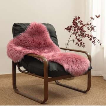 Ashler Faux Fur Rug, Fluffy Shaggy Area Rug Ultra Soft 2.3 x 3.3 Feet Sheepskin Fur Rug, Blush Pink ...