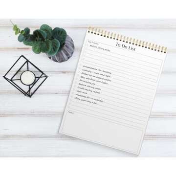 Better Office Products To Do List Notepad, 8.5" x 11", Planning Note Pad, 50 Sheets, Double Wire Spiral, Daily Agenda Productivity Checklist Organizer,(1 Pack)
