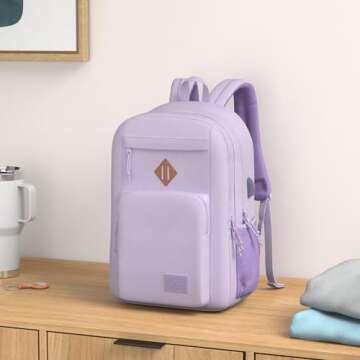 KEOFID Classic Travel backpack for Men and Women, Anti Theft Laptop Backpack with USB Charging Port ...