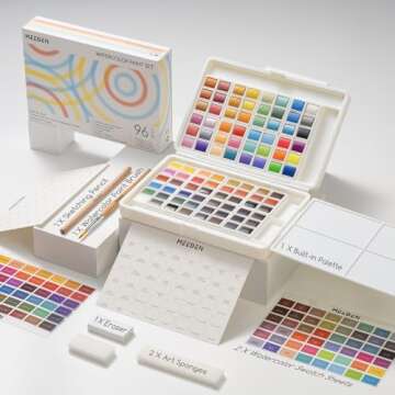 MEEDEN Watercolor Paint Set - 96 Customizable Colors, Portable Art Kit for All Artists