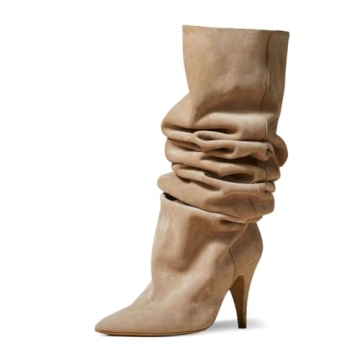 Zszszsu Women's Pointed Toe Slouchy Knee High Boots - Fashionable High Heel Booties for Every Occasi...