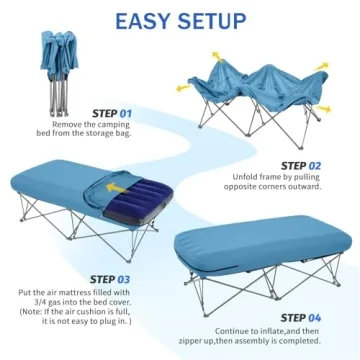 KAMPKEEPER Camping Cot with Air Mattress for Travel