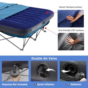 KAMPKEEPER Camping Cot with Air Mattress for Travel