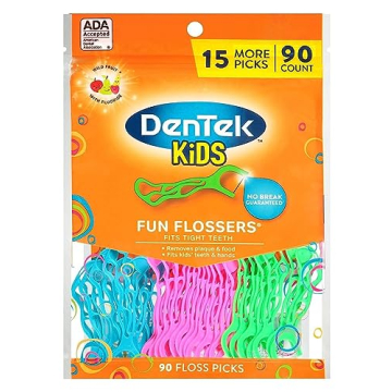 DenTek Kids Fun Flossers - 90 Count, Fun Tooth Care for Kids