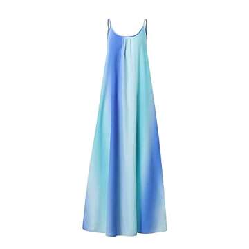 Cichic Woman Dresses Plus Bohemian Dress Party Dress Casual Loose Sleeveless Long Maxi Dress S-2XL Blue