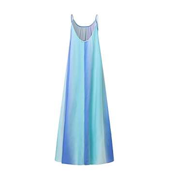 Cichic Woman Dresses Plus Bohemian Dress Party Dress Casual Loose Sleeveless Long Maxi Dress S-2XL Blue