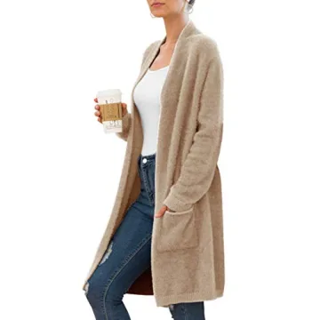 Women's Plush Knit Cardigan Long Sleeve Open Front Cozy