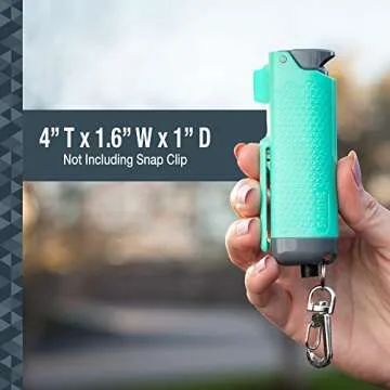 SABRE RED Safe Escape, 3-in-1 Car Safety Tool - Seat Belt Cutter and Window Glass Breaker, Maximum Police Strength Pepper Gel Increases Accuracy, 25 Bursts, with Key Chain Snap Clip