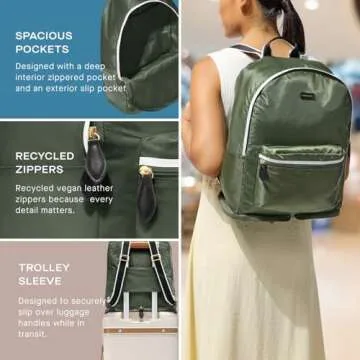 Paravel Fold Up Travel Backpack | Packable Foldable Travel Bag | Carry On Nylon Backpack with Trolley Sleeve | Derby Black