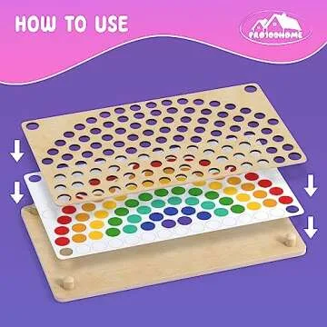 Toddler Wooden Learning Montessori Toys – Wooden peg Board Bead Game Baby Rainbow Stacking Matching Counting Color Sorting Games for fine Motor Math Skills Boys and Girls for 3 4 5 Years Old