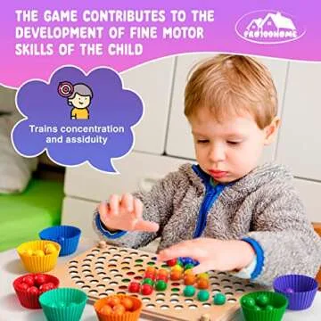 Toddler Wooden Learning Montessori Toys – Wooden peg Board Bead Game Baby Rainbow Stacking Matching Counting Color Sorting Games for fine Motor Math Skills Boys and Girls for 3 4 5 Years Old