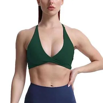 Aoxjox Women's Workout Sports Bras Fitness Backless Padded Sienna Low Impact Bra Yoga Crop Tank Top ...