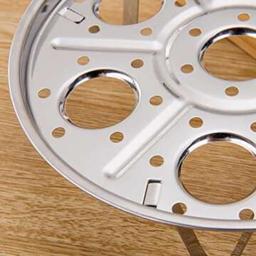 2 Pcs Round Stainless Steel Steamer Rack 7 inch Detachable Trivet Egg Steaming Tray Stand for Cooking Baking, 2 Heights