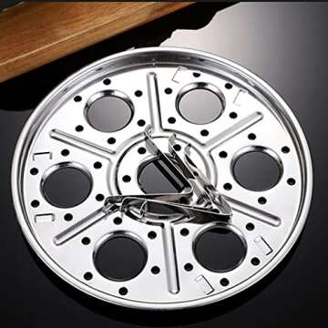 2 Pcs Round Stainless Steel Steamer Rack 7 inch Detachable Trivet Egg Steaming Tray Stand for Cooking Baking, 2 Heights