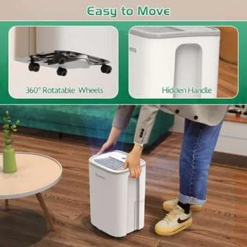 Dehumidifier for Home, Dehumidifier 4500 Sq.Ft 50 Pint, Dehumidifiers with Drain Hose, 0.66 Gallon Water Tank, RUWORA Dehumidifiers for Basement Bedroom Bathroom, Overflow Protection, 24H Timer