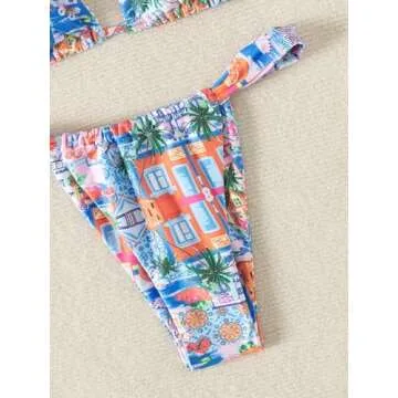 Generic Women's High Waisted Floral Print Bikini Set - Spaghetti Strap 2 Piece Swimsuit