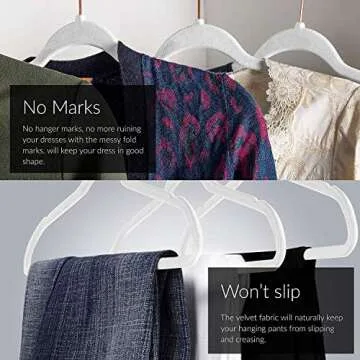 Premium Velvet Hangers Rosegold Nonslip,Heavy Duty,Clothes Hangers,Huggable Suit Hangers,Space Saving Felt Adult Hangers Slimline Hanger Closet Organizer Standard Copper (50, White)