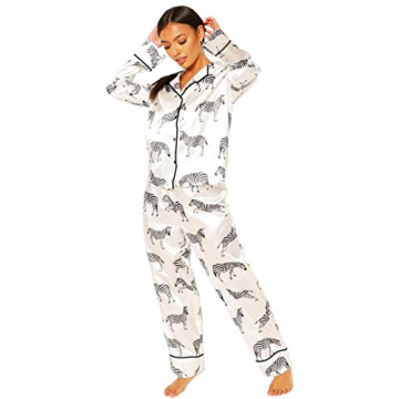 Yeshire Womens Silk Satin Pajamas Long Sleeve Loungewear Two-Piece Sleepwear Button-Down Pj Set X-La...