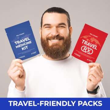 Travel Essentials Medicine Variety Pack with Travel RX Kit - 37 Travel Size Packets