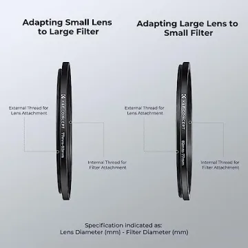K&F Concept Lens Filter Adapter Ring Set - Versatile & Durable