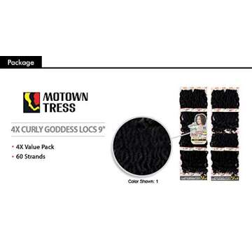Motown Tress 4X Curly Goddess Locs 9" Crochet Hair 3-Pack - Stylish & Easy