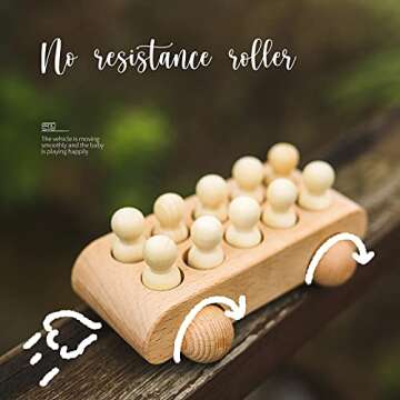 Wooden Peg Dolls and Car - Educational Toy Set for Kids