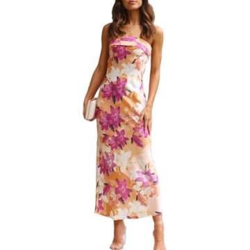 Elegant Realtix Summer Satin Backless Tube Top Maxi Dress for All Occasions