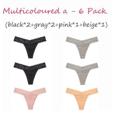 ANNYISON Underwear Women, T Back Low Waist See Through Panties Cotton Seamless Lace Thongs for Women...